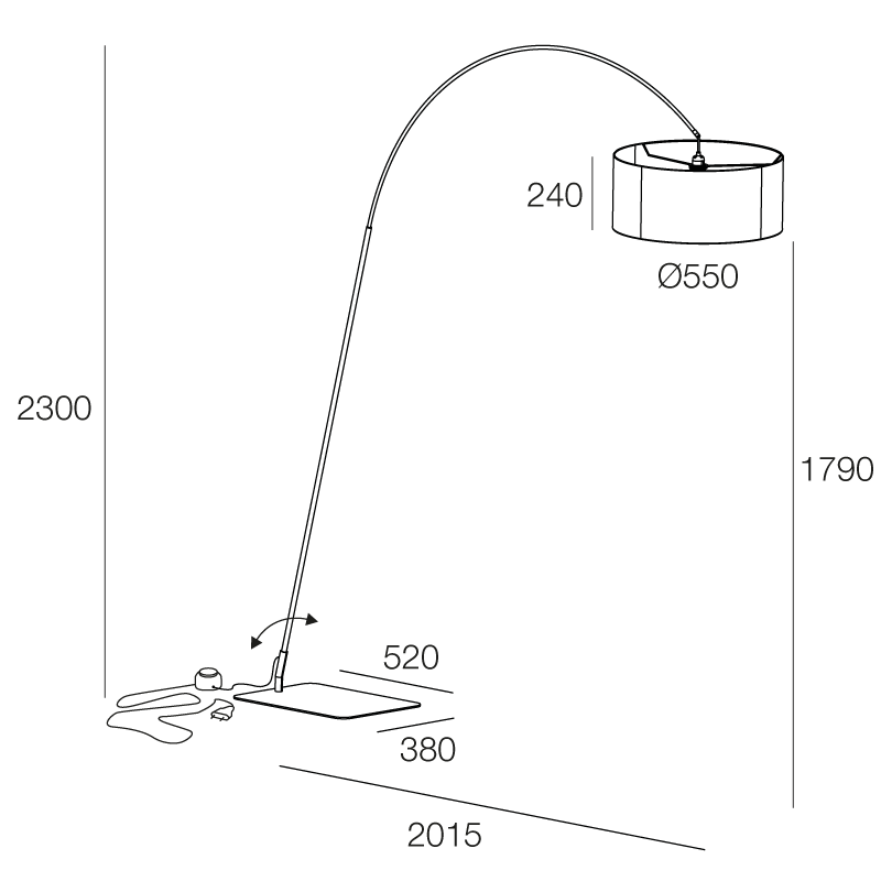 LUMICOM NUCLEO Piantana, 1X E27, max 42W, metallo, bianco/argento, D.40cm H.170cm